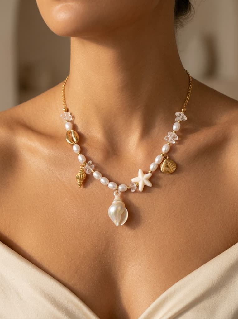 Stylekari Layered Goa Cowrie Shell & Pearl Beach Choker
