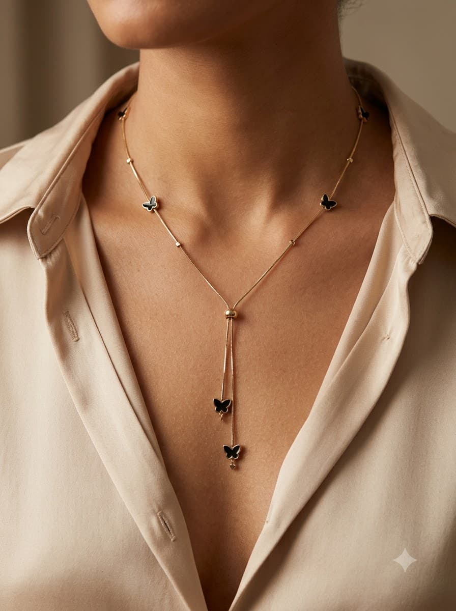 The Onyx Butterfly Lariat